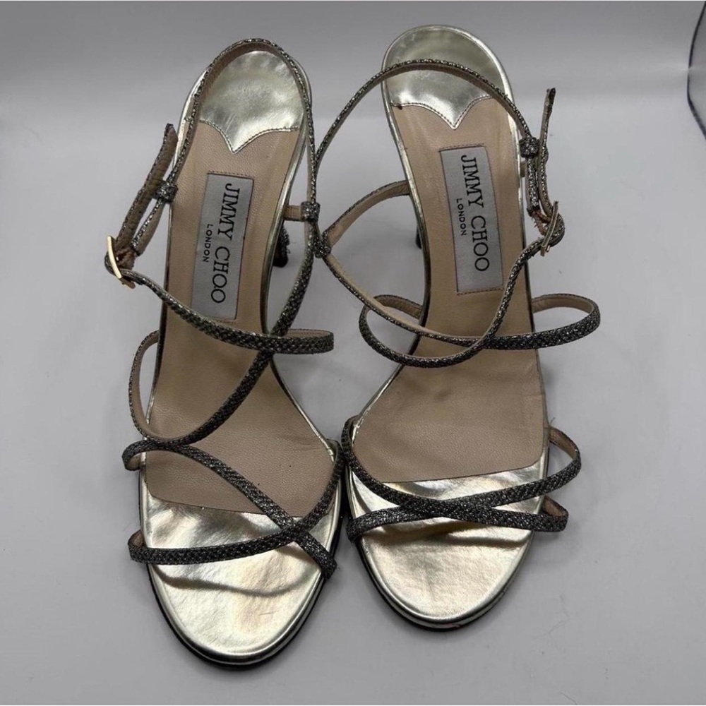 Jimmy Choo Metallic Strappy Heels